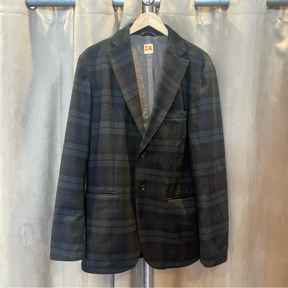 Boss Orange black plaid wool blazer